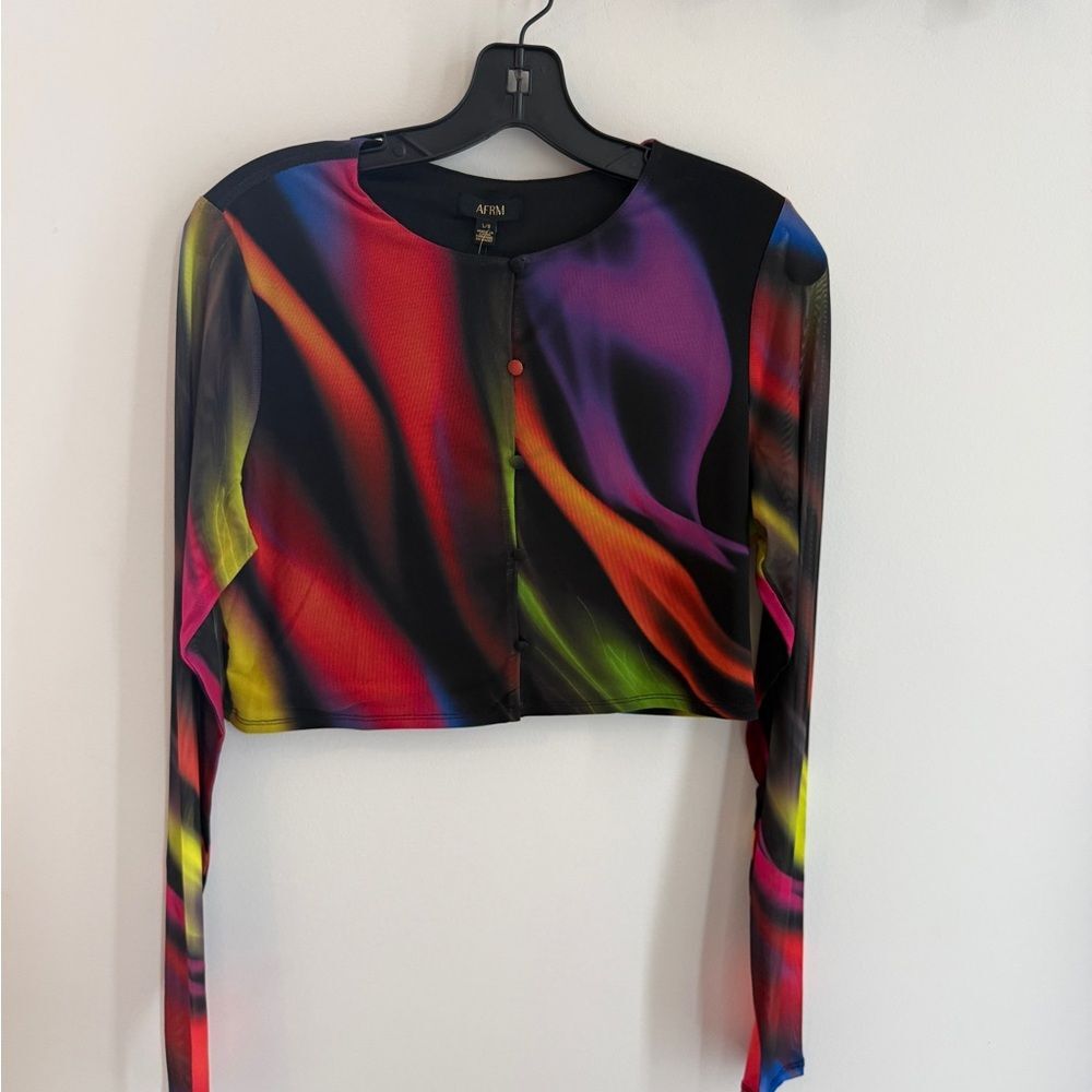 AFRM Multicolor Long Sleeve Crop Top — NWT - large